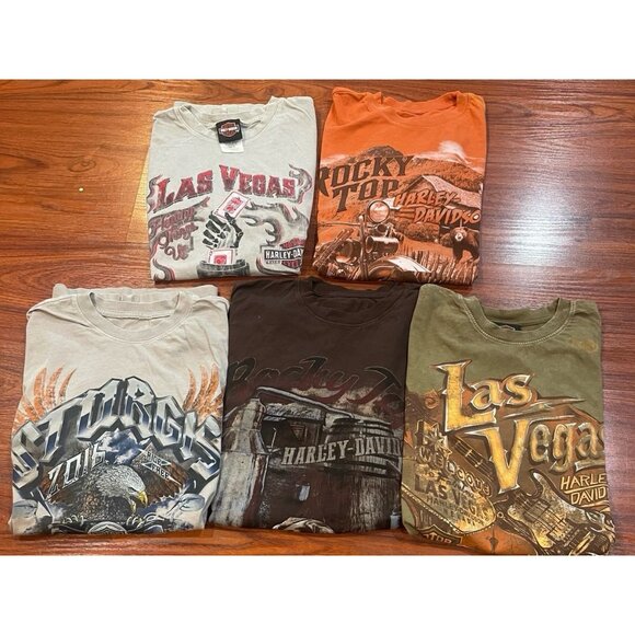 HARLEY DAVIDSON MEN LOT OF 5 SHIRTS SIZES MEDIUM - Picture 1 of 10